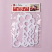 Выемки кондитерские для теста Доляна &laquo;Бутон&raquo;, набор 3 шт., 16.5&times;7 см, 13&times;5 см, 10&times;4 см, пластик, белые