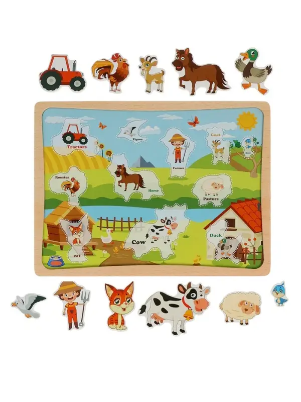 Пазлы для малышей "Ферма" цветные липучки