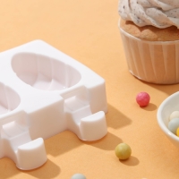 Форма для мороженого &laquo;Клубника со сливками&raquo;, силикон, 19,5&times;11,5 см, 4 ячейки (6,7&times;3,7 см), белая