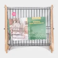 Сушилка для посуды "Meli" бамбук, металл, цвет черный