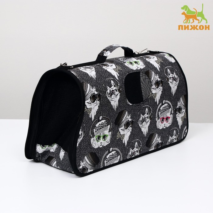 Сумка - переноска для животных "Зимние коты", размер L, 53 х 21 х 29 см