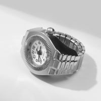 Кольцо &laquo;Время&raquo; часы круг, цвет серебро