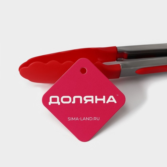 Щипцы кухоные Доляна &laquo;Лист&raquo;, 23&times;3,5 см, цвет красный