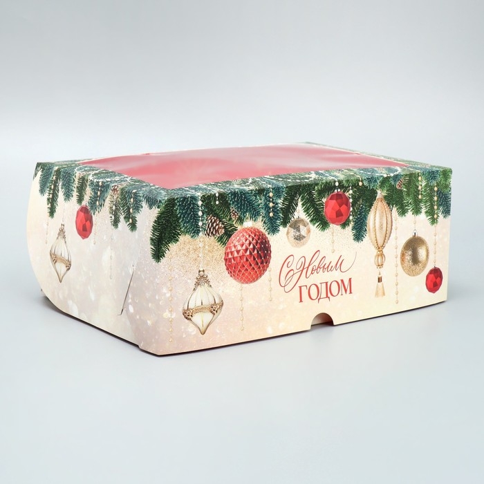 Коробка для капкейков складная с двусторонним нанесением &laquo;С Новым годом&raquo;, 25 х 17 х 10 см, Новый год