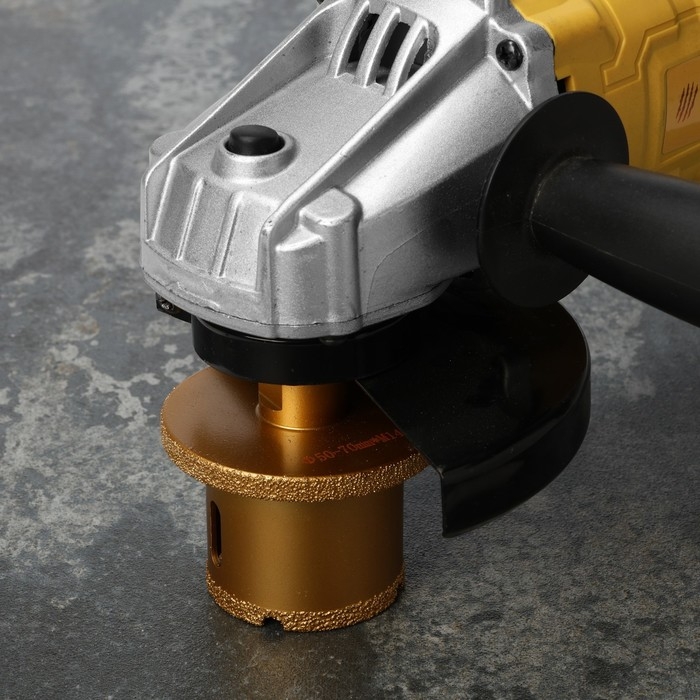 Коронка алмазная ТУНДРА, для УШМ, для отверстий под слив, по плитке, мрамору, 50/70 мм, М14   993530