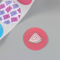 Наклейка бумага "Мимишности" d=2,5 см 252 шт в рулоне