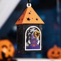 Светодиодная подвеска &laquo;Чёрная башня призраков&raquo; 6.5 &times; 17.5 &times; 6.5 см, пластик, батарейки LR1130х3 (в комплекте), свечение тёплое белое