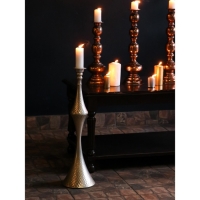 Подсвечник металл на 1 свечу "Рокко" серебро 17,5х17,5х63,5 см