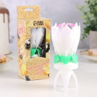 Свеча для торта музыкальная "Тюльпан", крутящаяся, белая, 14,5&times;6 см