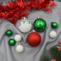 Набор шаров пластик d-6 и 2,5 см, 21 шт &laquo;Каникулы&raquo; узоры, мишура 1 м, микс