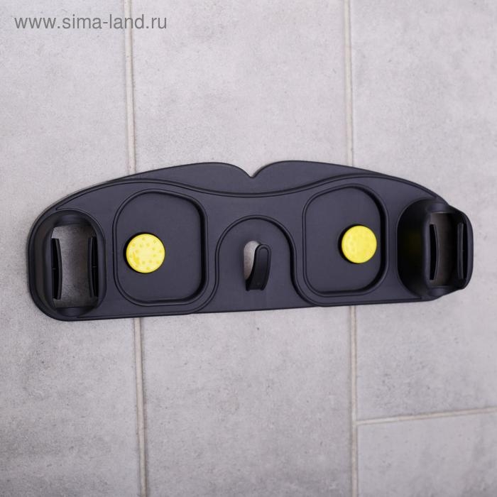 Держатель для швабр, 30&times;10&times;5 см, на липучке, с крючком, цвет МИКС