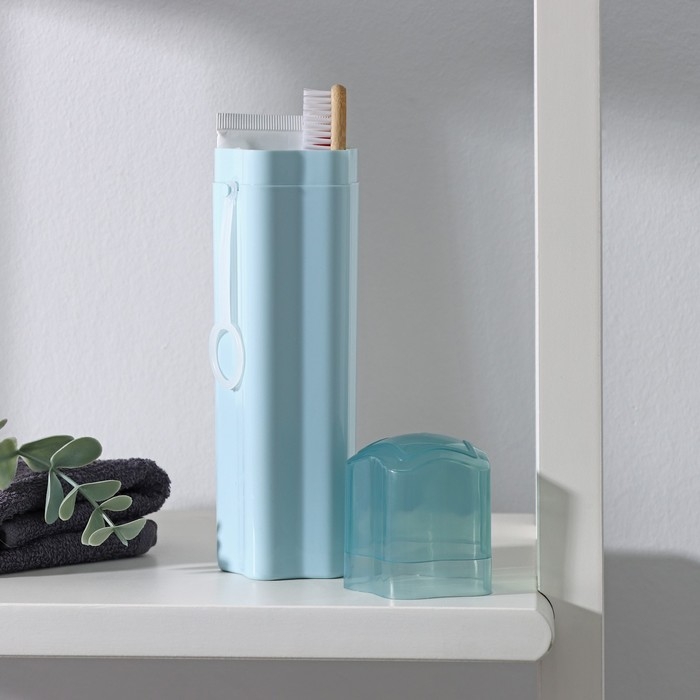 Футляр для зубной щётки и пасты Доляна &laquo;Звезда&raquo;, 20,5&times;5,5 см, цвет голубой