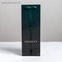 Пакет подарочный ламинированный под бутылку, упаковка, &laquo;Present&raquo;, 13 x 36 x 10 см