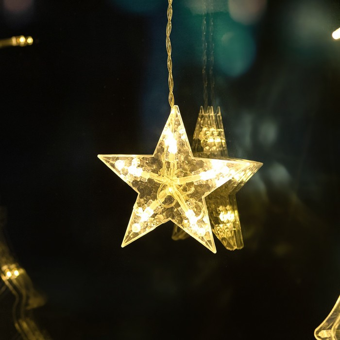 Гирлянда &laquo;Бахрома&raquo; 2.4 &times; 0.9 м с насадками &laquo;Ёлки&raquo;, IP20, прозрачная нить, 138 LED, свечение тёплое белое, 8 режимов, 220 В