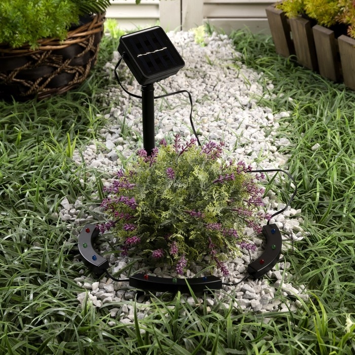 Садовый светильник на солнечной батарее &laquo;Обруч&raquo;, 9 LED, свечение мульти