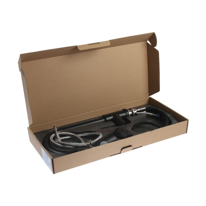 Смеситель для кухни ZEIN Z2571, нержавеющая сталь, с выдвижной лейкой, 2 режима, черный