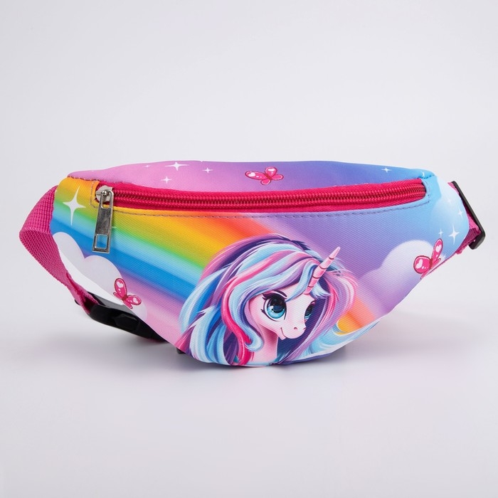 Сумка детская для девочки поясная &laquo;Единорог&raquo; 20 см х 10 см х 6 см