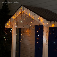 Гирлянда &laquo;Бахрома&raquo; 3 &times; 0.6 м, IP44, УМС, тёмная нить, 160 LED, свечение жёлтое, мерцание белым, 220 В