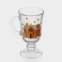 Кружка стеклянная для глинтвейна &laquo;Пряничный домик&raquo;, 200 мл