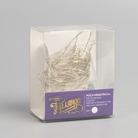 Гирлянда &laquo;Мишура&raquo; 5 м роса, IP20, серебристая нить, 100 LED, 2 режима, батарейки AAх3 (нет в комплекте), свечение белое