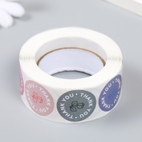 Наклейка бумага "Розочка. Благодарность" d=2,5 см 500 шт в рулоне 3х6,5х6,5 см