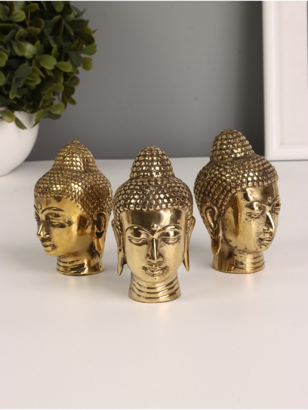 Сувенир бронза "Голова Будды" 4х4х7 см