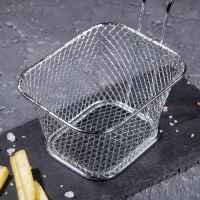 Корзинка для картофеля фри Доляна &laquo;Квадро&raquo;, 10&times;8,5&times;6 см, мелкая сетка, цвет серебристый