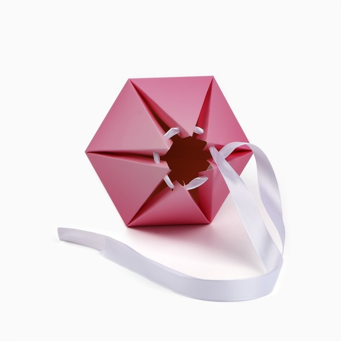 Переноска - шестиугольник для цветов &laquo;С любовью!&raquo;, розовая, 15 х 35 х 15 см