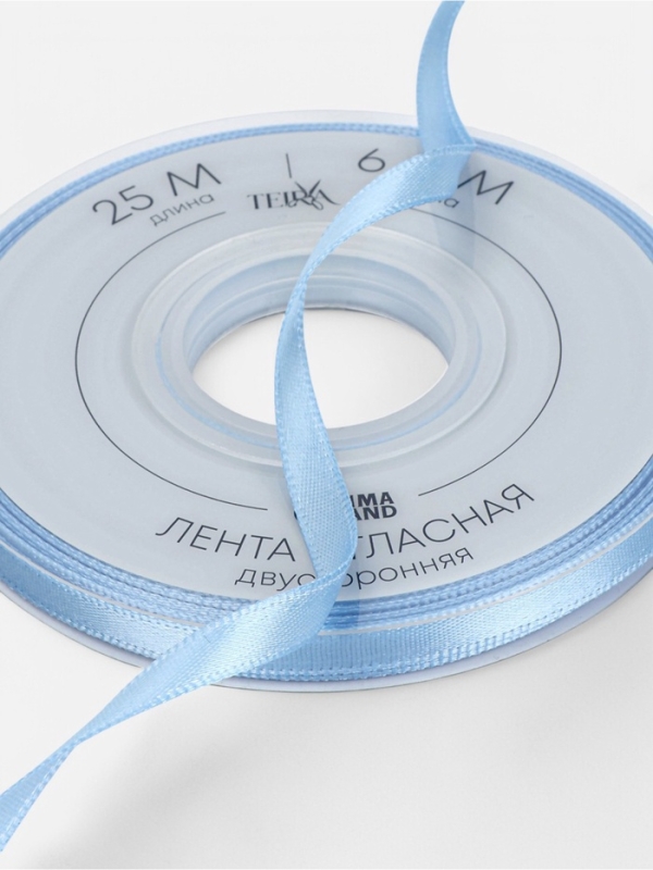Лента атласная двухсторонняя №332 6мм*25&plusmn;1м небесно-голубой TR