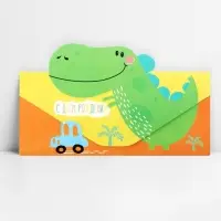 Конверт для денег фигурный &laquo;С днём Рождения&raquo;, динозавр, 17.5 х 8 см