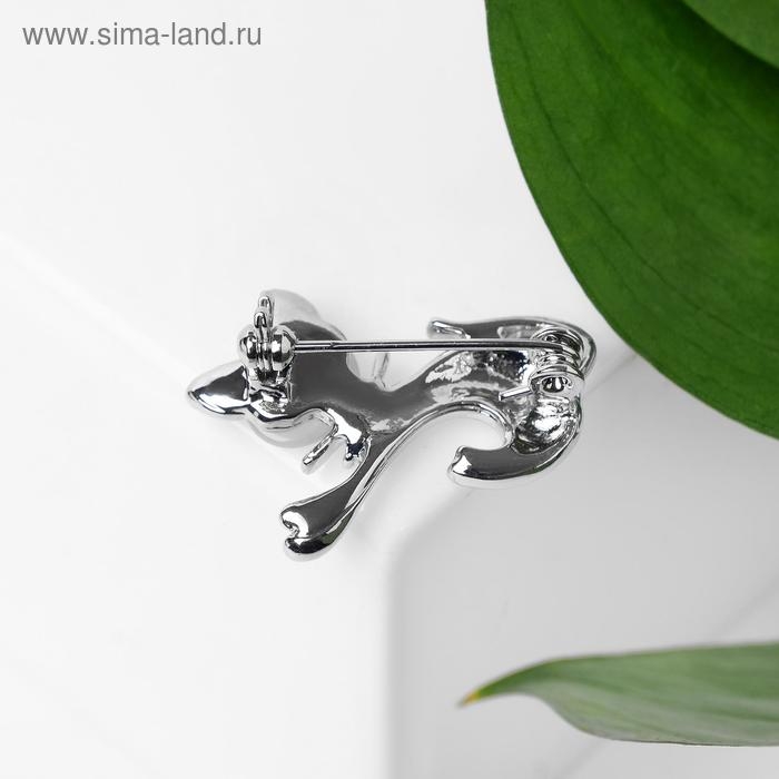 Брошь &laquo;Кошечка&raquo;, цвет белый в серебре