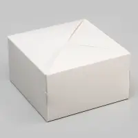 Коробка под бенто - торт без окна, белая, 14&times;14&times;8 см