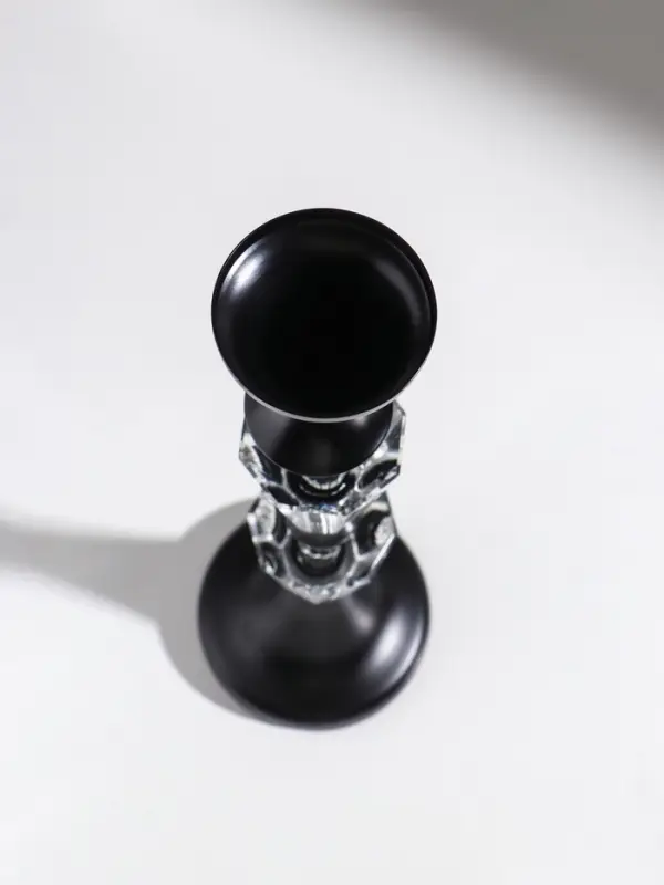 Подсвечник стекло, металл на 1 свечу "Кристалл. Классика" чёрный d=5 см 9,5х9,5х32,5 см