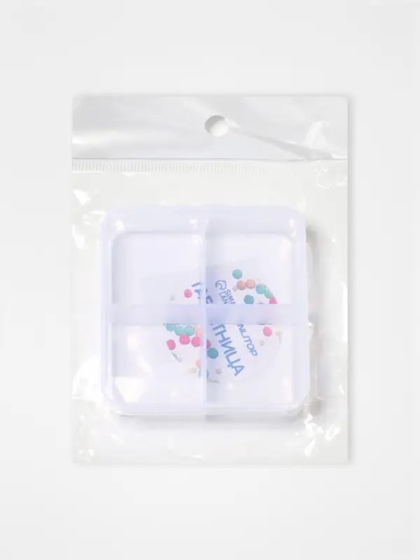 Таблетница, 4 секции, 7&times;6.7&times;2.4 см, прозрачная