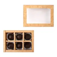Коробка для 6 конфет с окном, крафт, 13.7&times;9.85&times;3.85 см