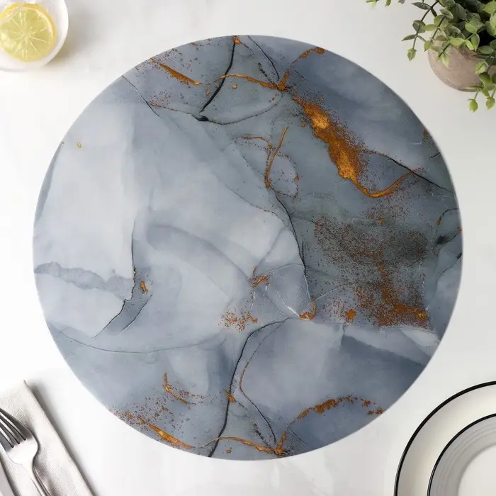 Салфетка сервировочная на стол &laquo;Камень&raquo;, d=38 см, цвет серый