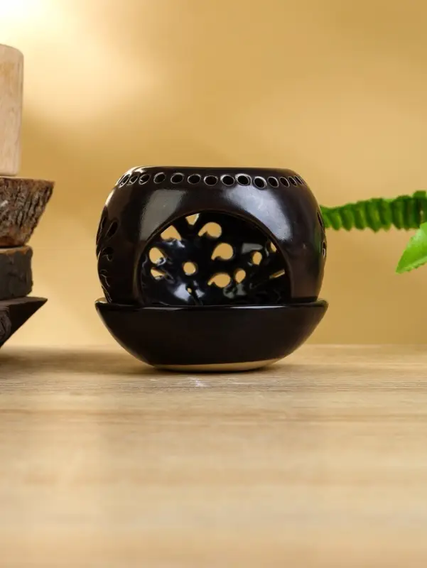 Аромалампа "Магнолия" керамика, цв. тёмно-коричневый, 10х10х9 см