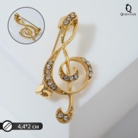 Брошь &laquo;Скрипичный ключ&raquo; сияние, цвет белый в золоте