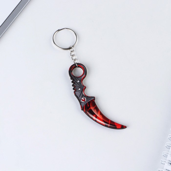 Брелок для ключей деревянный &laquo;Керамбит&raquo;, красный, 3 х 8 см