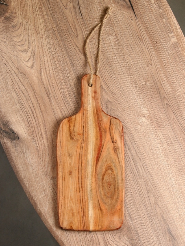 Доска разделочная прямоугольная "Желтые и синие цветы" дерево манго 41х18 см