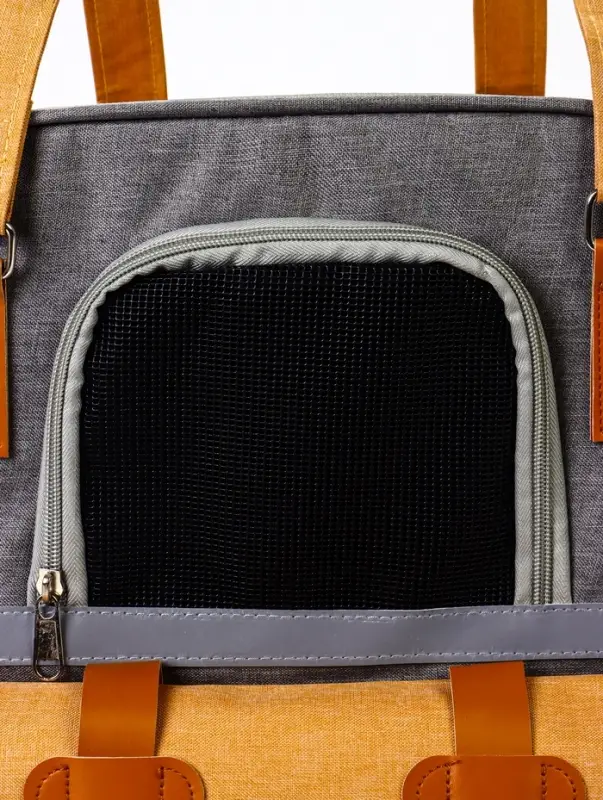 Рюкзак-переноска для кошек и собак, 30 х 21 х 41 см, серо-жёлтый