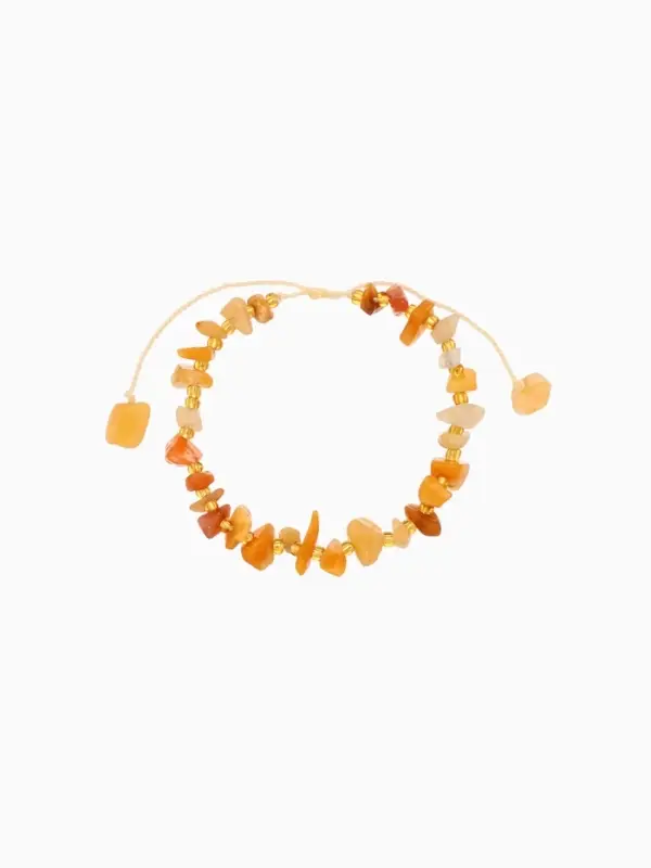 Браслет, длина 16 см, цв. янтарный, золотой
