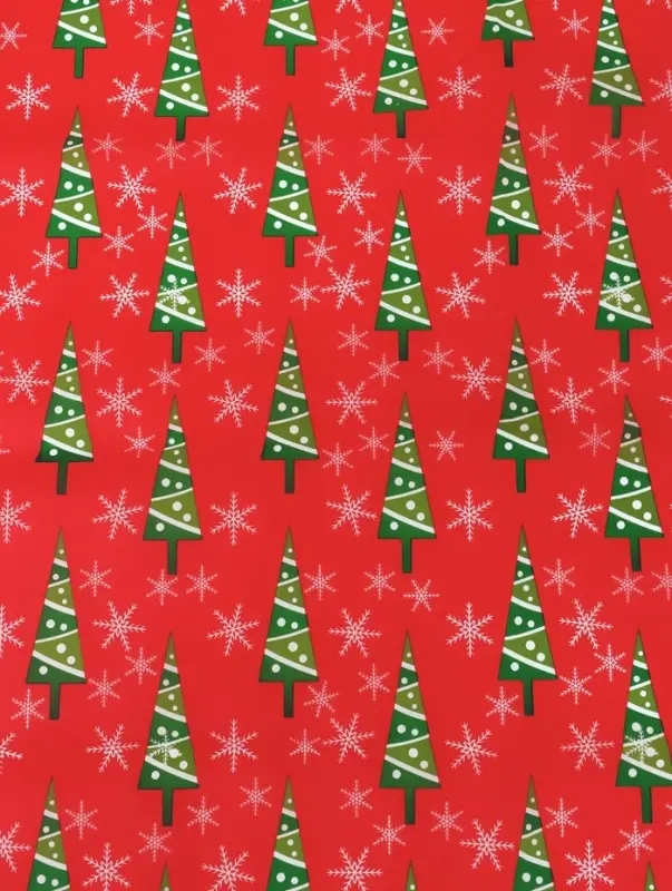 Бумага упаковочная тишью "Зимний лес", красная, 50 х 66 см