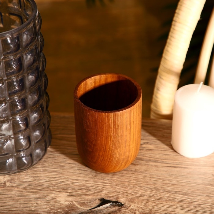 Стакан 8х8х10 см, тиковое дерево