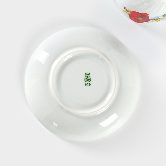 Чайная пара фарфоровая &laquo;Маки красные&raquo;, 250 мл, блюдце d=15 см