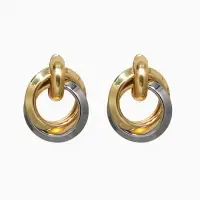 Серьги металл "Тренд" кольца, цвет золото с серебром