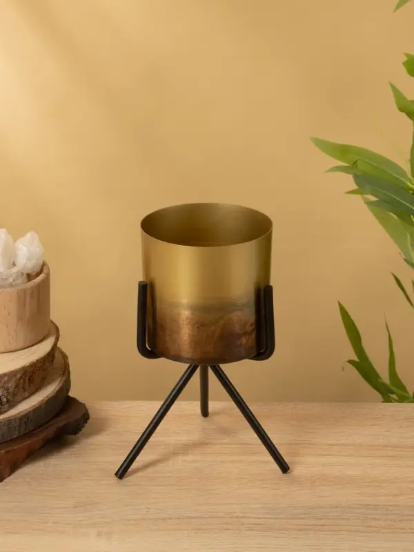 Кашпо на подставке "Малахит" железо 12х12х21 см