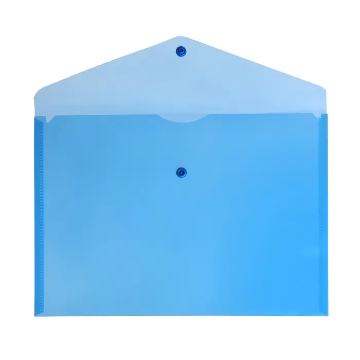 Папка-конверт на кнопке А4, 150 мкм, Calligrata Standard, прозрачная, синяя