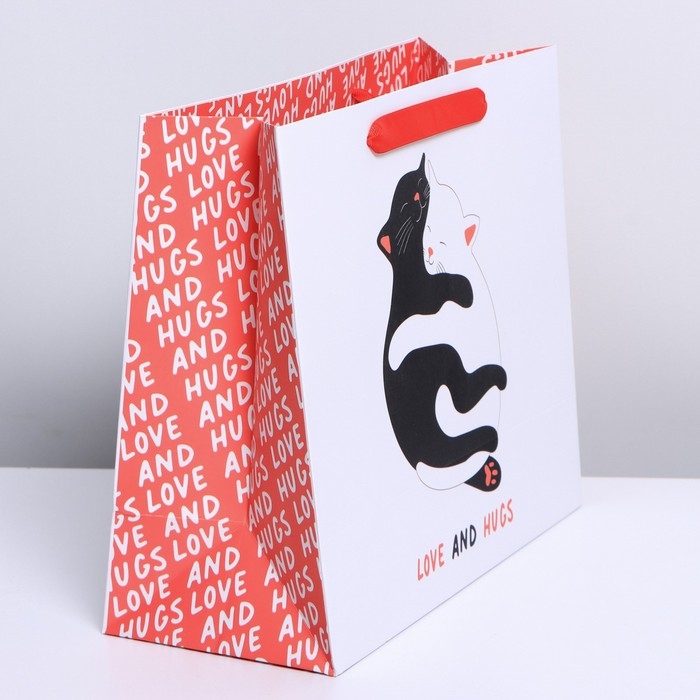 Пакет подарочный ламинированный, упаковка, &laquo;Обнимашки&raquo;, ML 23 х 27 х 11,5 см