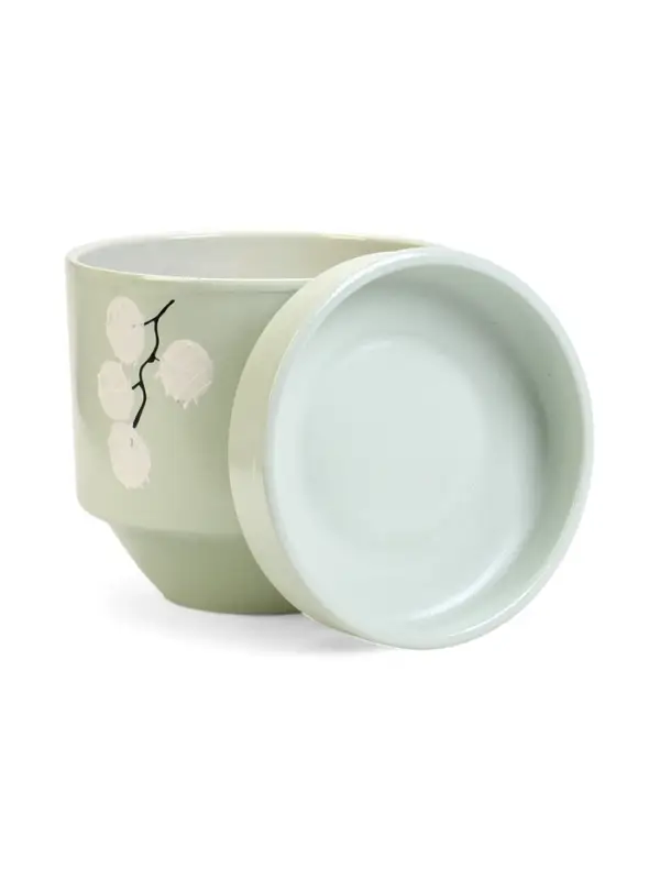 Горшок цветочный с поддоном 3,4 л, керамика "Листья" (М)